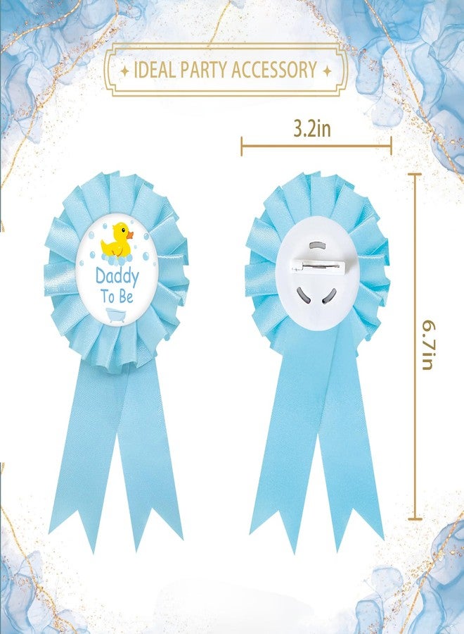 SUPERLUBY Duck Mom to Be Tinplate Badge Pin, Yellow Duck Dad to Be Pin, Gender Reveal Button for New Parents, Blue Rosette Mom to Be Award Ribbon, Farm Animal Baby Shower Party Favors - Image 2